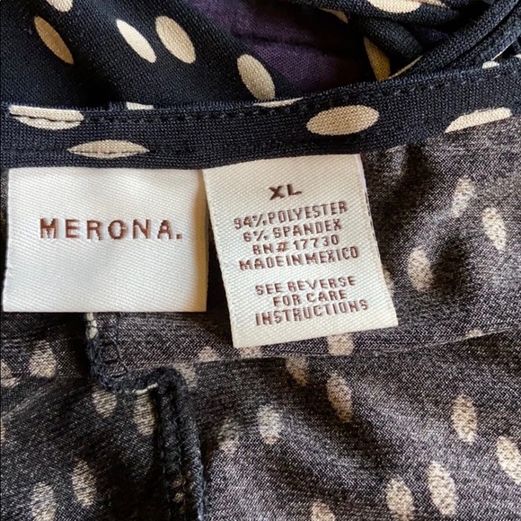 XL MERONA STRETCH JERSEY DRESS BLACK AND TAN DOT - Picture 13 of 13